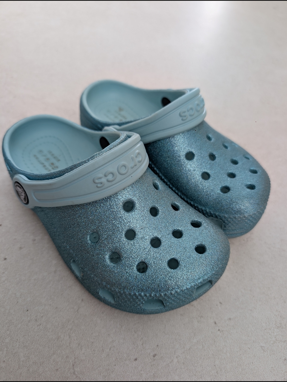 CROCS Kids Glitter Clog in Teal Blue